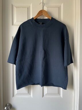 COS Navy French Terry Crewneck Sweatshirt